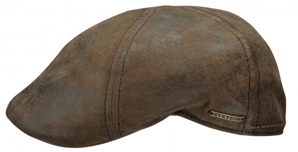 Stetson Pig Skin Texas Duck Cap Flatcap Ledermütze Leder Schiebermütze